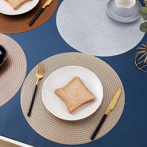 Set of 4/6count, 15 inch round Openwork PVC placemat, Nordic style cup mat insulated dining table mat, suitable for Christmas decoration, tablep decoration, wedding decoration