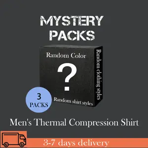 Men's Mystery Boxer Thermal Compression Shirt Fleece Lined Long Sleeve Athletic Base Layer Cold Weather Gear Workout Top Fabric Stretch Undershirt Sports