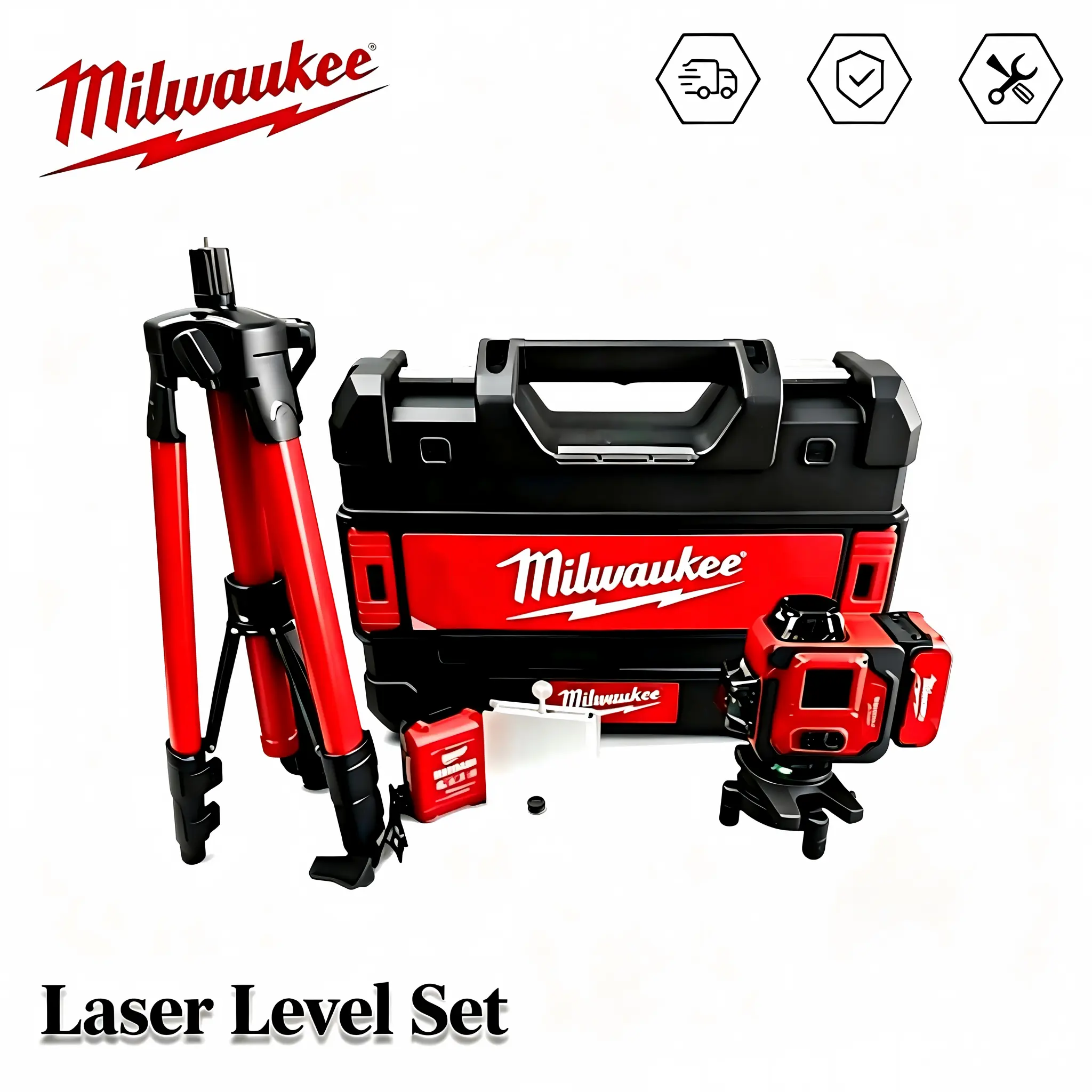 Milwaukee 4D 16-Line Self-Leveling Green Laser Level Set with Tripod, Hard Case for Construction Alignment, IP54 Protection & Storage, Laser + Tripod