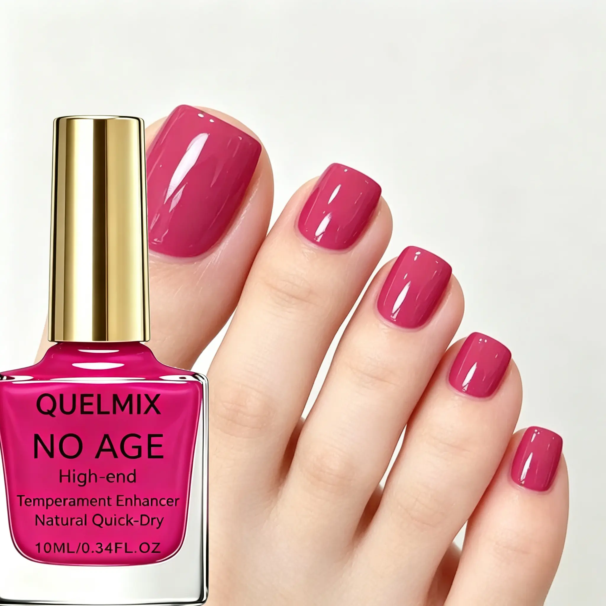 Hot Pink Nail Polish 10ml - High Gloss Long Lasting Color,Quick Dry Nail Lacquer for Salon Manicure & Pedicure