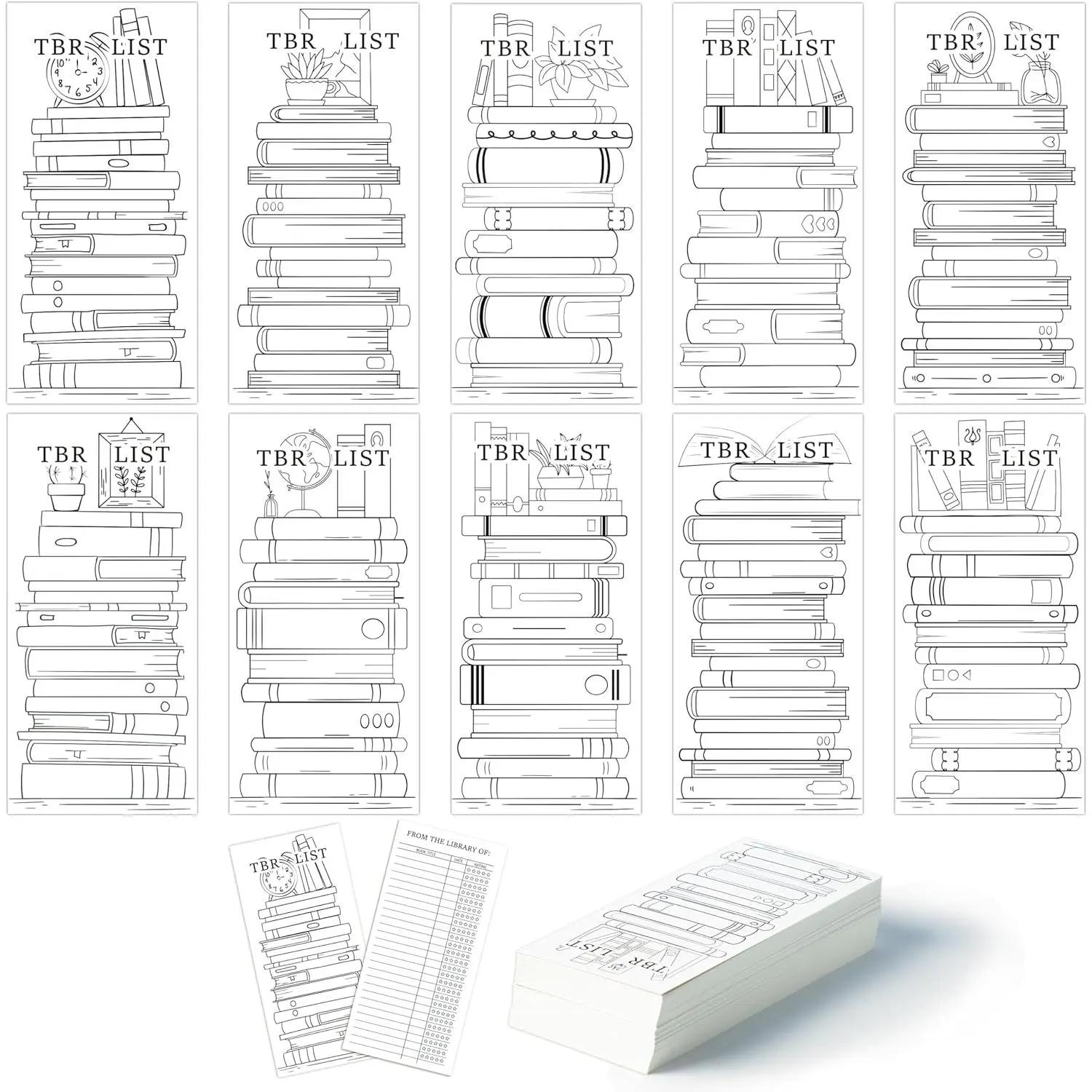 Reading  Log Bookmarks - 100 count Read List Book Mark for Reading Lovers, Color Your Own Timer Bookmark Bulk, Cute Bookish Items Study Records  for Teacher Student Classroom Library