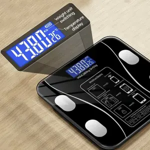 Bluetooth Smart Digital Body Fat Scale, Backlit LED Display Intelligent Bathroom Scale, Tempered Glass Auto Calibrate Weight Scale, Supports 400lbs/180kg Multi-Function Body Composition Monitor for Home Health Tracking