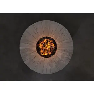 Castelle Altra Rectangular Coffee Table Fire Pit with Reclaimed Wood Top in Antique Dark Rum Finish