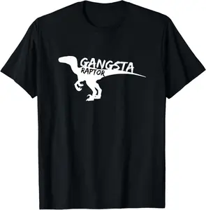 100%cotton Velociraptor Gangsta Raptor Dinosaur T-Shirt