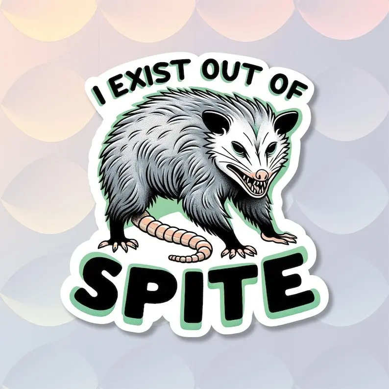 Possum Sticker, Exist Out Of Spite, Wildlife Sticker
