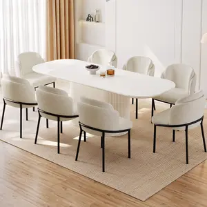 Guyii Oval Dining Table Set,  Modern Kitchen Table with 4/6/8 Chairs, Indoor Rectangular Dining Room Table for Kitchen, Living Room