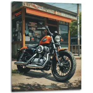 “Classic Rides” - Retro Harley Sportster 883 - Motorcycle Poster - Harley Motorcycle Art Print for Room - (Unframed) - 11x14 Inches