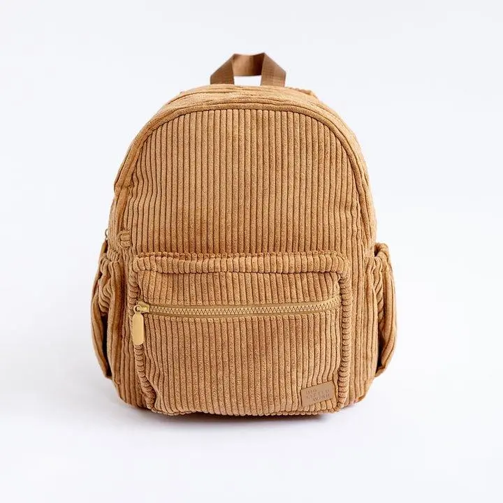 Big Little Wish Corduroy Backpack for Kids – Cute Camel Brown Mini Bag for Toddlers & Preschoolers | Soft Textured Corduroy School Backpack with Adjustable Straps, Side Pockets & Key Loop | Ideal for Daycare, Pre-K, or Everyday Adventures