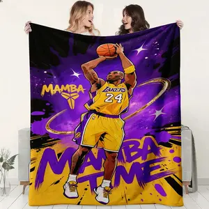 Basketball All-Star Flannel Blanket, Kobe Memorial Throw, Soft High-Definition Print, Large Size, Perfect Gift for All Seasons, Slogan Print Blanket