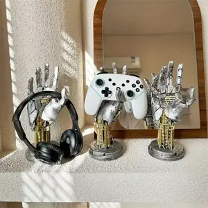 Cyberpunk Mechanical Hand Game Controller Stand, Headphone Holder Wall Mount, Desk Organizer, Room Storage Solution, Gaming Accessory