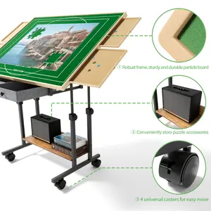 Puzzle Table with Drawers for Adult - Jigsaw Puzzle Table with 2000 Piece Puzzle Board, 41"x30" Puzzle Board with Cover & Adjustable Legs & Wheels, Puzzle Present