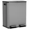 Sweetcrispy 16-Gal Durable Stainless Steel Dual Compartment Kitchen Trash Can - Trash Cans for Kitchen, Office, Toilet, Fingerprint-Proof, Waterproof, Foot Pedal Opener Lid, Soft Close Quiet, All-Purpose Waste & Recycling Bucket, Home Use