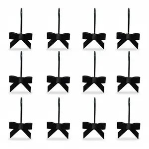 Zinc Alloy Bow Shower Hooks – 12 Pack Decorative Curtain Rings