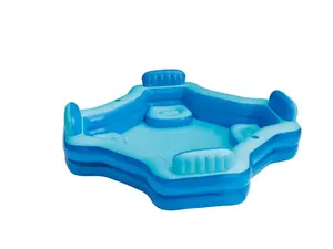 Bluescape Blue Deluxe Comfort Inflatable Family Swimming Pool, 4 Seats, Square, Age 6 & up