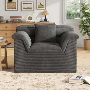 51" Cloud Sectional Couch, Modern Modular Sofa with Deep Seat, Comfy Compressed Single Sofa, Upholstered Corduroy Couches for Living Room, No Assembly Required