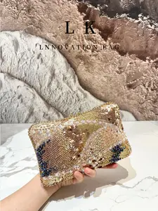 Luxurious Sequin Evening Clutch Bag, Elegant Chain Crossbody Purse, Perfect for Parties, Weddings, Dance Events, Valentine's Day Gift