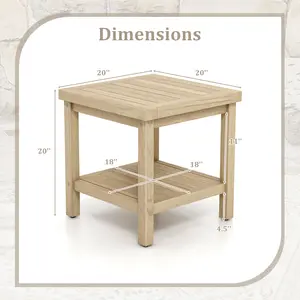 COSTWAY - 2-Tier Outdoor Side Table with Shelf for Porch Deck Garden
