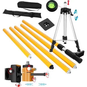 new third-generation 13.8 foot/4.2 meter laser telescopic rod, adjustable horizontal mounting rod with tripod, 5/8 "-11 rotating and linear pole adapter nut