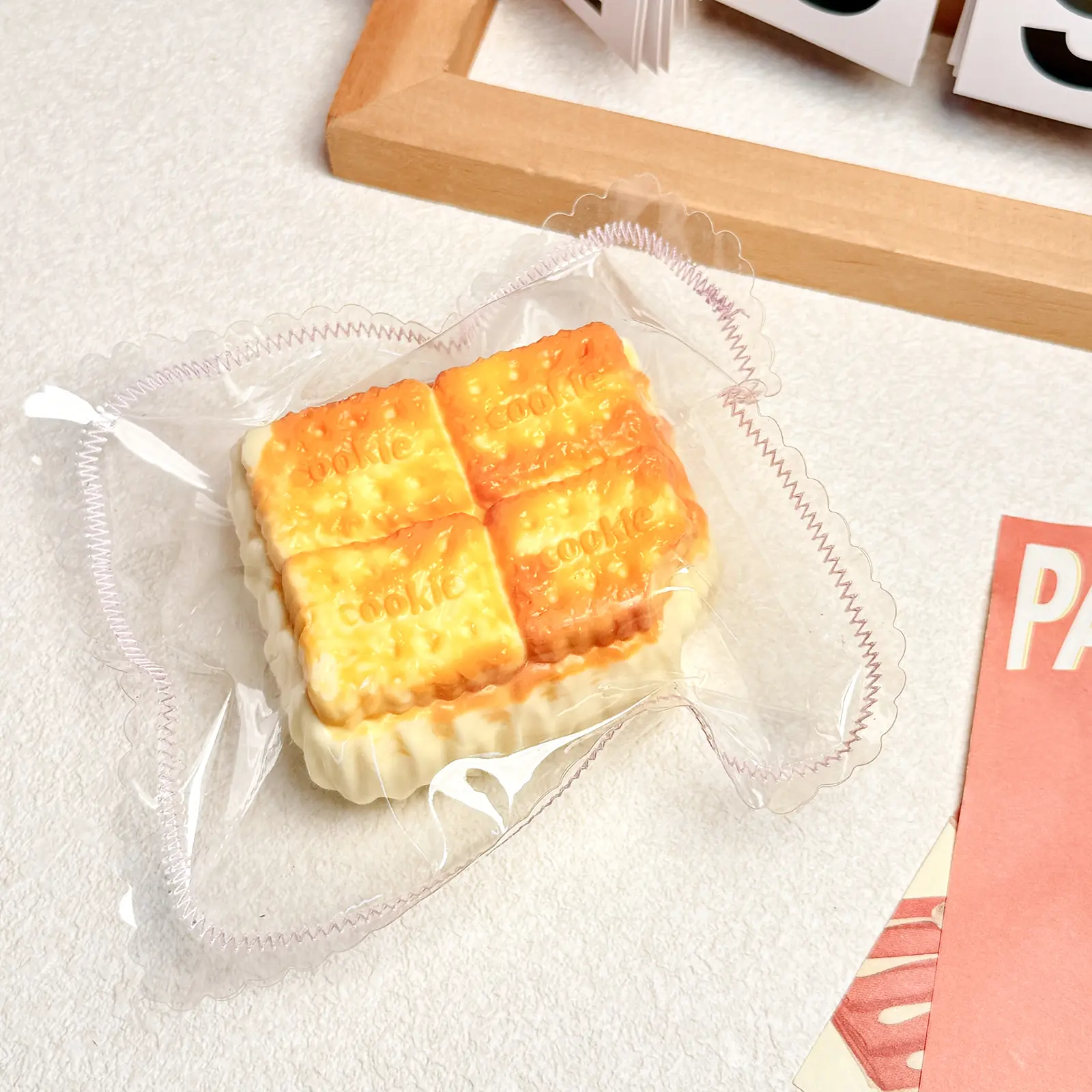 【Buy 3 Get 1 Free】Sandwich Soda Crackers Squishy Toys, Food-Grade Silicone Slow Rising Handmade Non-Toxic Soft Squeeze Sensory Toys with Thick Creamy Slime Texture for Stress Relief