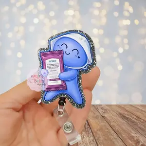 TikTok Balloon Glove Badge Reel | Glitter Cna, pct, pca RN ID Clip, badge holder, retractable badge reel