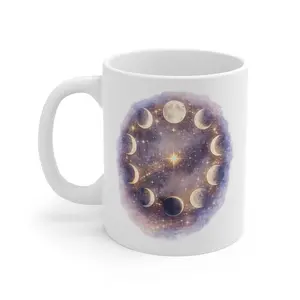 Moon Phase Circle Mug | Lunar Phases Astronomy Zodiac Coffee Cup