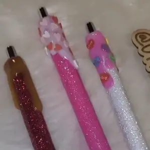 Valentine Glitter Pen Set, Set of 3, UV Resin Glitter Pens, Valentine Gift Set