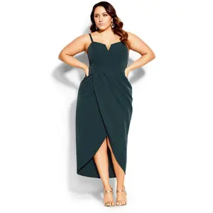 CITY CHIC | Women's Plus Size Sassy V Dress - emerald - 22W