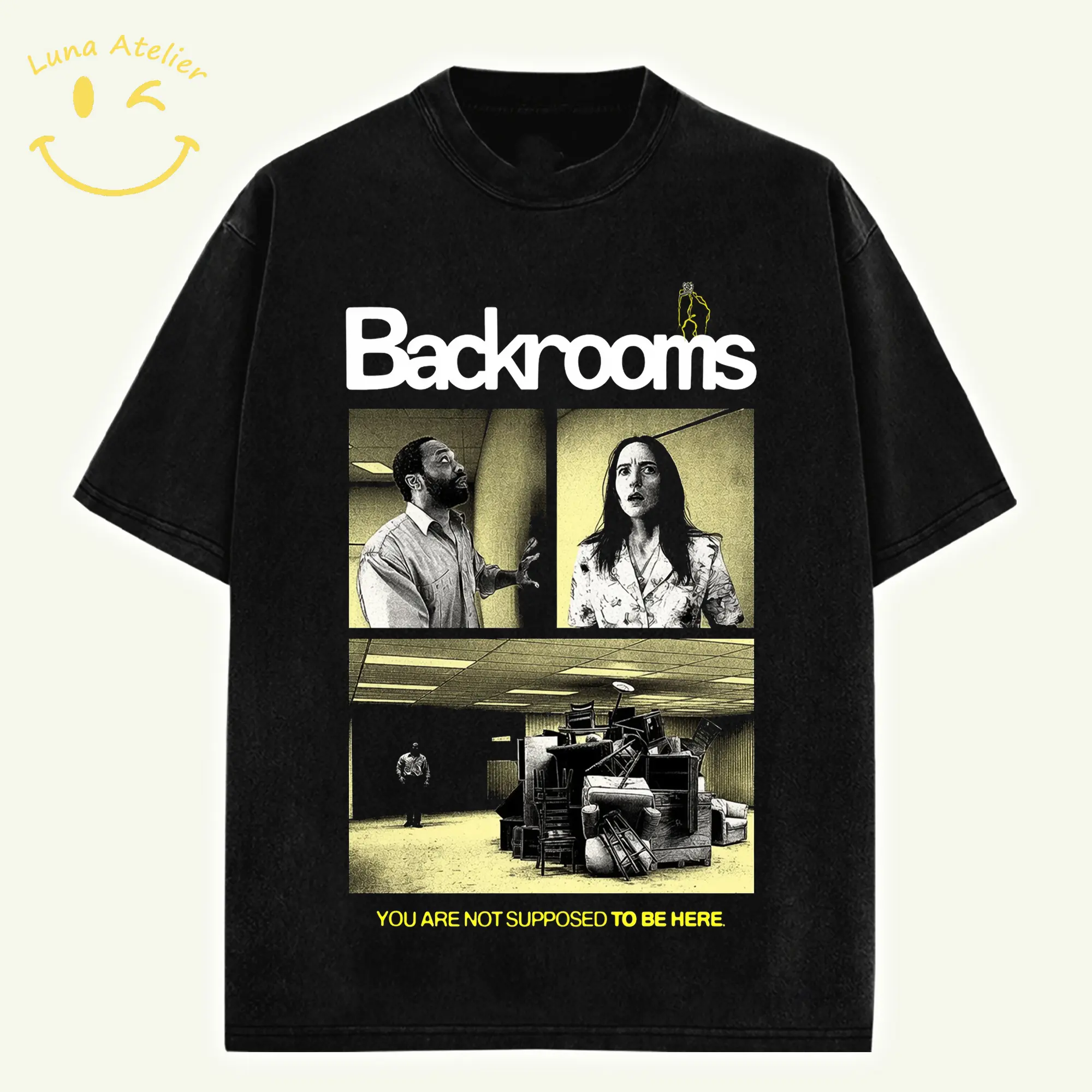 Backrooms 2026 Shirt Horror Movie Graphic High-Quality Unisex Cotton Shirt - Science Fiction, Psychological Horror Movie Aesthetic T-shirt Vintage Thriller T-Shirt Horror Movie Graphic Fan T-Shirt