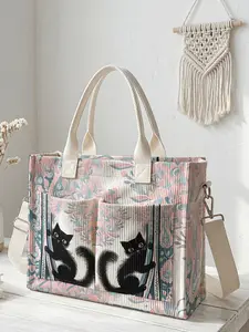 One Cat Pattern Printed Travel Bag, Large Capacity, Wear-resistant and Durable. Multi-pocket Design for High Space Utilization, Suitable for Work, Shopping, Picnic and Other Occasions, Multifunctional Travel Bag, Fashionable Patterned Bag