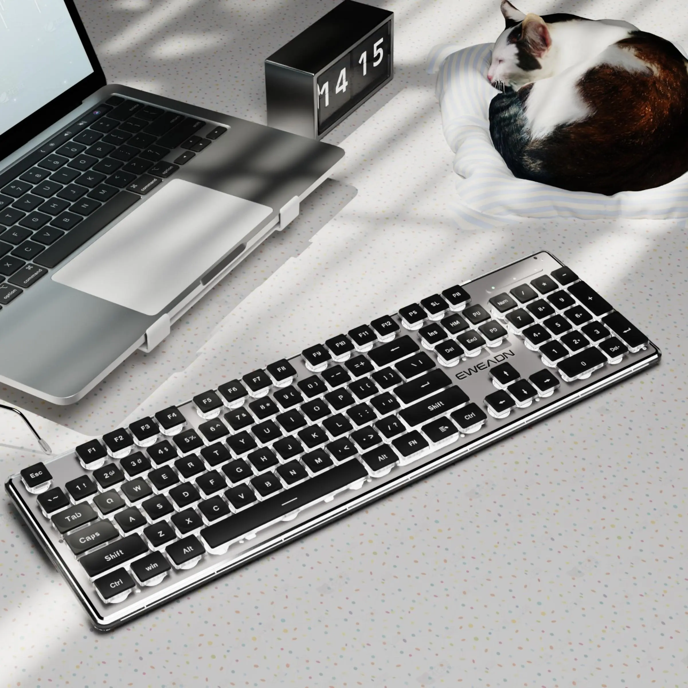EWEADN GX710S Wired Gaming Keyboard, Wired Backlit Office Keyboard, RGB Backlit Keyboard, Ergonomic Design Keyboards, Suitable for E-sports Gamers, School Dormitory, Study and Work, Computer Peripherals, RGB Backlight Keyboard
