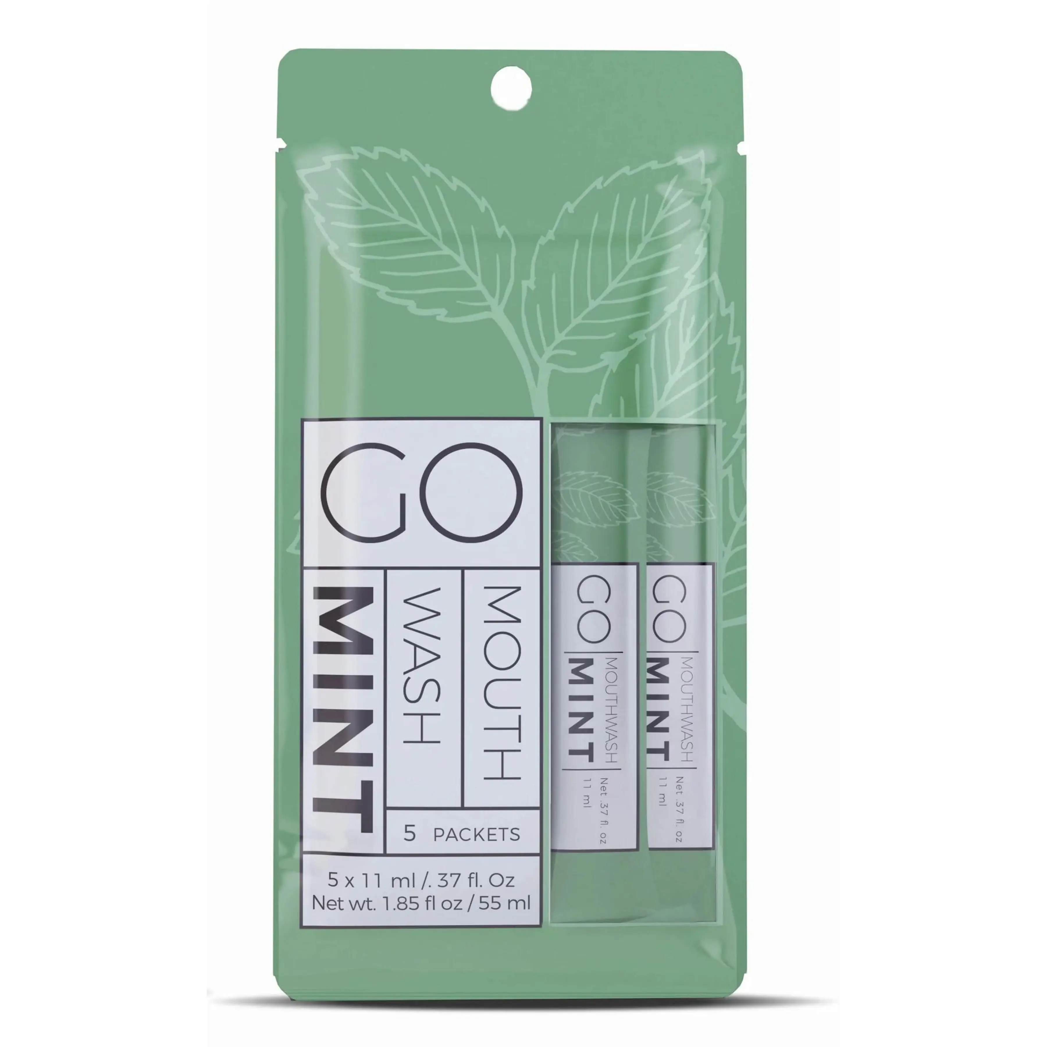 GO Mouthwash Smooth Mint 5Pc Bag - Best Travel Mouthwash Packets and Guest Room Bathroom Essentials. Alcohol and Sugar-Free Liquid Mouthwash for Fresh Breath and Oral Care Hygiene
