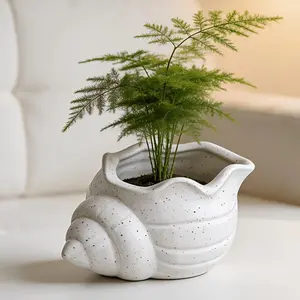 Cute Seashell Window Planter with Drainage Holes, Indoor Plant Container, Minimalist Home Decor, Ocean Theme Gift, Modern Office Decoration