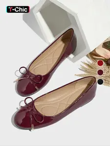 Women's Elegant Solid Color Bowknot Design Mary Jane Shoes, Fashionable Pointed Toe Flat Shoes, Casual Flats for Daily Wear, Lightweight Breathable Comfortable Shoes for Women & Girls, Ballerina Flats