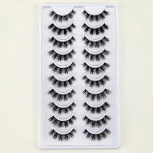 Natural False Eyelashes, 10 Pairs Natural Faux Lashes, Volumized False Eyelashes For Women And Girls Makeup Enhancement, False Eyelash Extensions