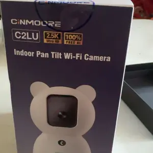 CINMOORE 2.5K 4MP Indoor Security Camera, No Subscription, Person & Pet Detection, PTZ WiFi Baby & Pet Monitor, Full Duplex Two-Way Audio, Color Night Vision, SD Card Local Storage, White (1 Pack)