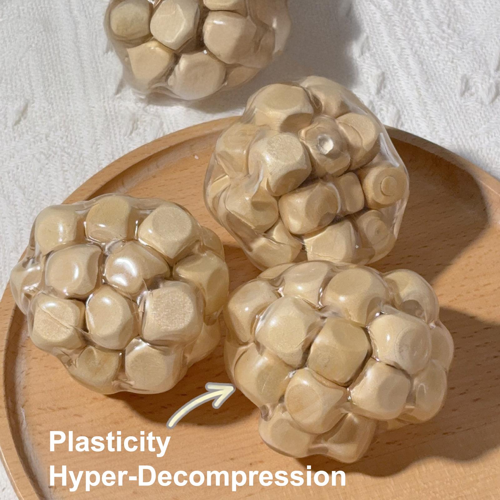 Malleable Stress Relief Ball TPR Material Wooden Block Filled Portable 7 cm Diameter Ergonomic Texture for Anxiety Relief & Sensory Stimulation