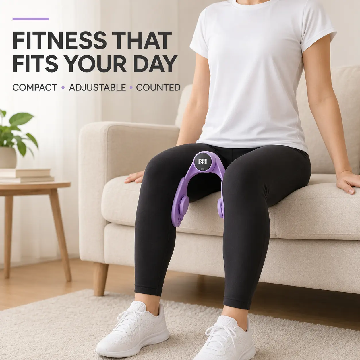Women's Thigh Trainer - 360° Adjustable Pelvic Floor & Glutes Exerciser with 4 Resistance Levels (15-30 lbs), Strength Training Gym Gear for Lower Body Toning, Home Workouts