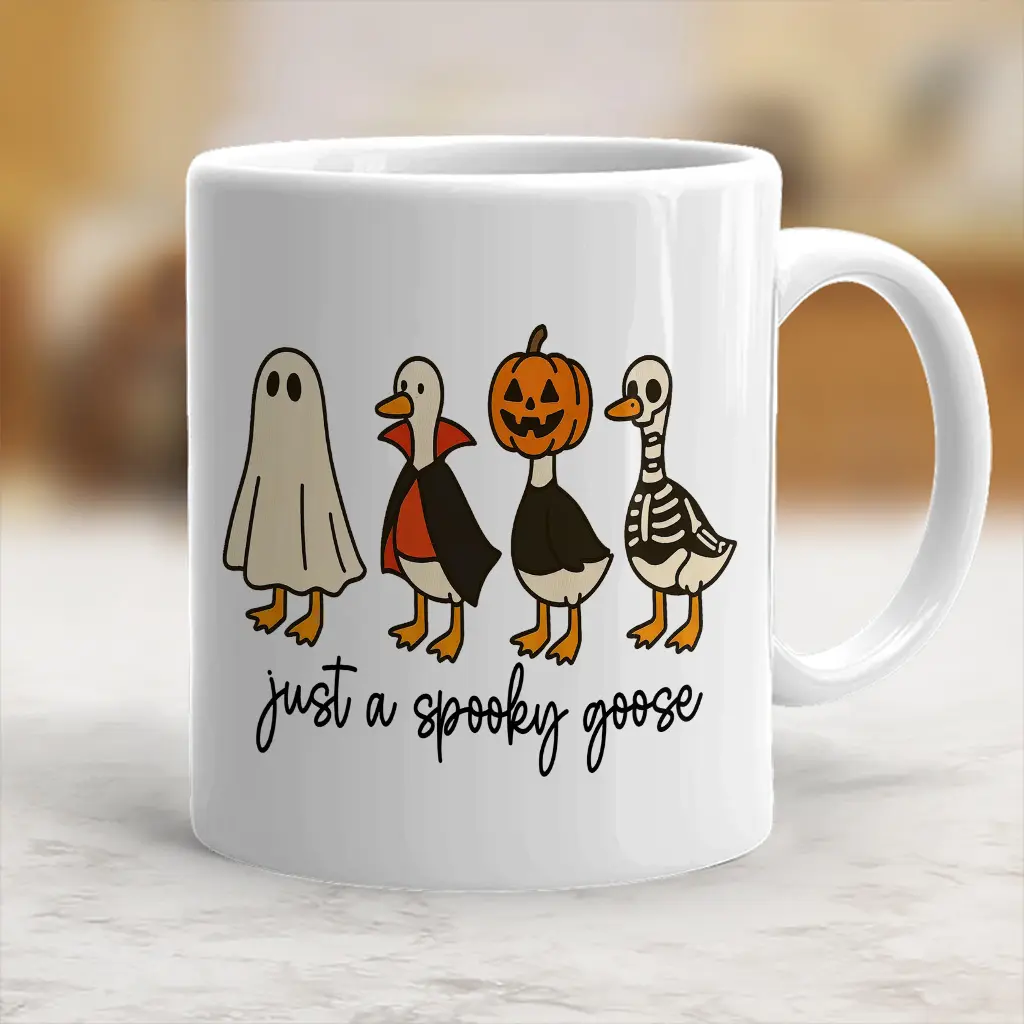Stylish Washable Spooky Goose Ceramic Printed Coffee Cup, Funny Halloween Beverage Mug - scs12961