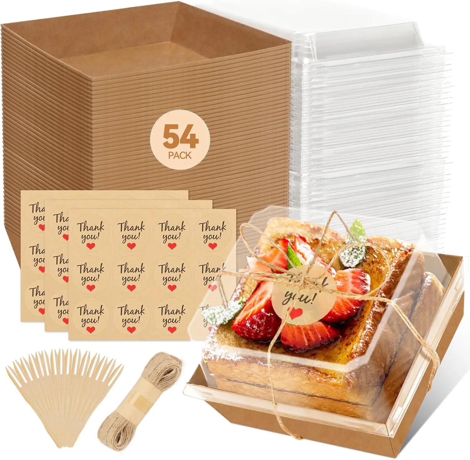 54 Pack Small Charcuterie Boxes with Clear Lids, Paper Mini Charcuterie Box To Go, Disposable Food Container with Lid, Dessert Boxes for Sandwich, Cookie, Sushi,
