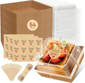 54 Pack Small Charcuterie Boxes with Clear Lids, Paper Mini Charcuterie Box To Go, Disposable Food Container with Lid, Dessert Boxes for Sandwich, Cookie, Sushi,