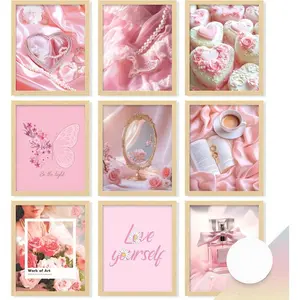 Pink Coquette Room Decor Aesthetic Vintage Wall Decor Cute Posters for Girls Dorm Decorations Girly Wall Art Prints Pink Pictures for Bedroom 8x10 Unframed
