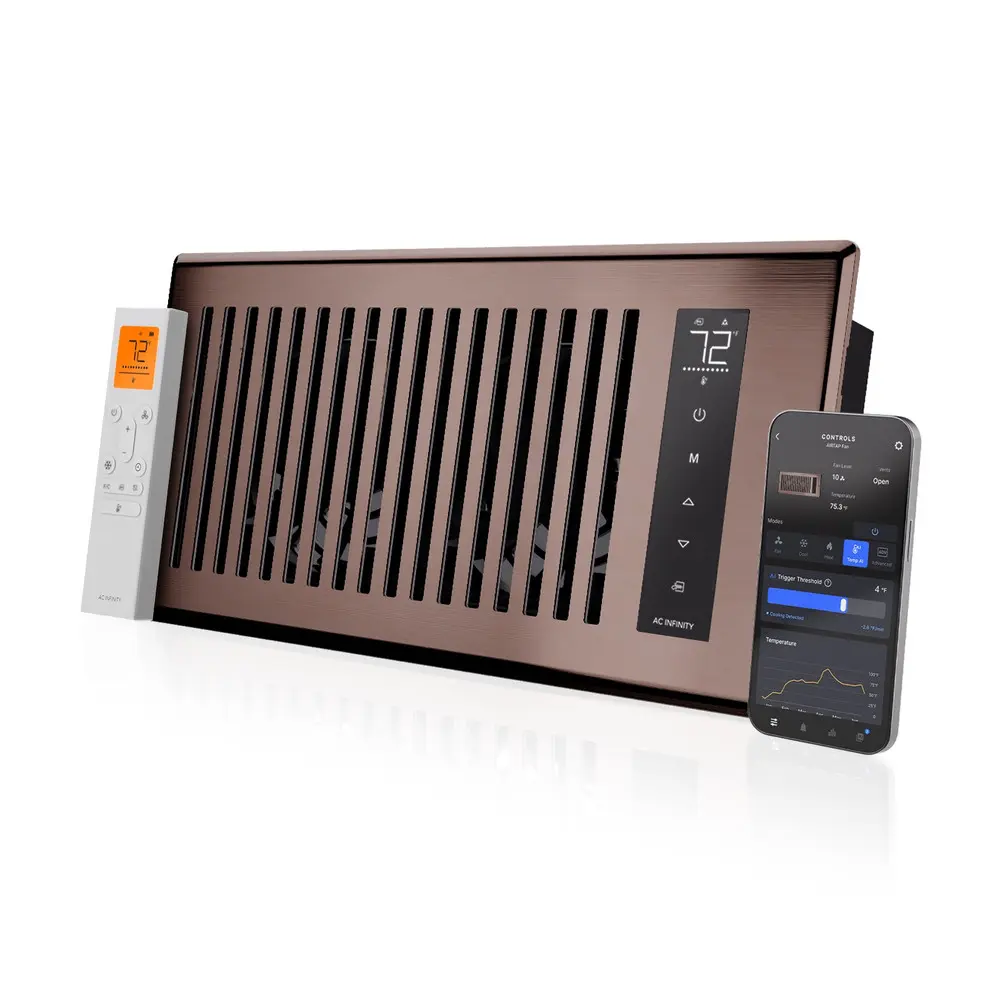 AIRTAP T4, Smart Register Booster Fan 4" x 10" Bronze