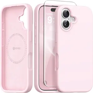 MagSafe-Compatible Silicone Phone Case for iPhone 16 (6.1 in), Shockproof Slim Mobile Phone Accessory with Anti-Scratch Microfiber Lining, Camera Control Protection, Included Screen Protector, Accessories