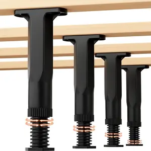 4 Pieces Adjustable Height Bed Support Legs, Black, Height Adjustable 5.9-11 Inches Furniture Support Feet for Bed Frame Sofa Cabinet
