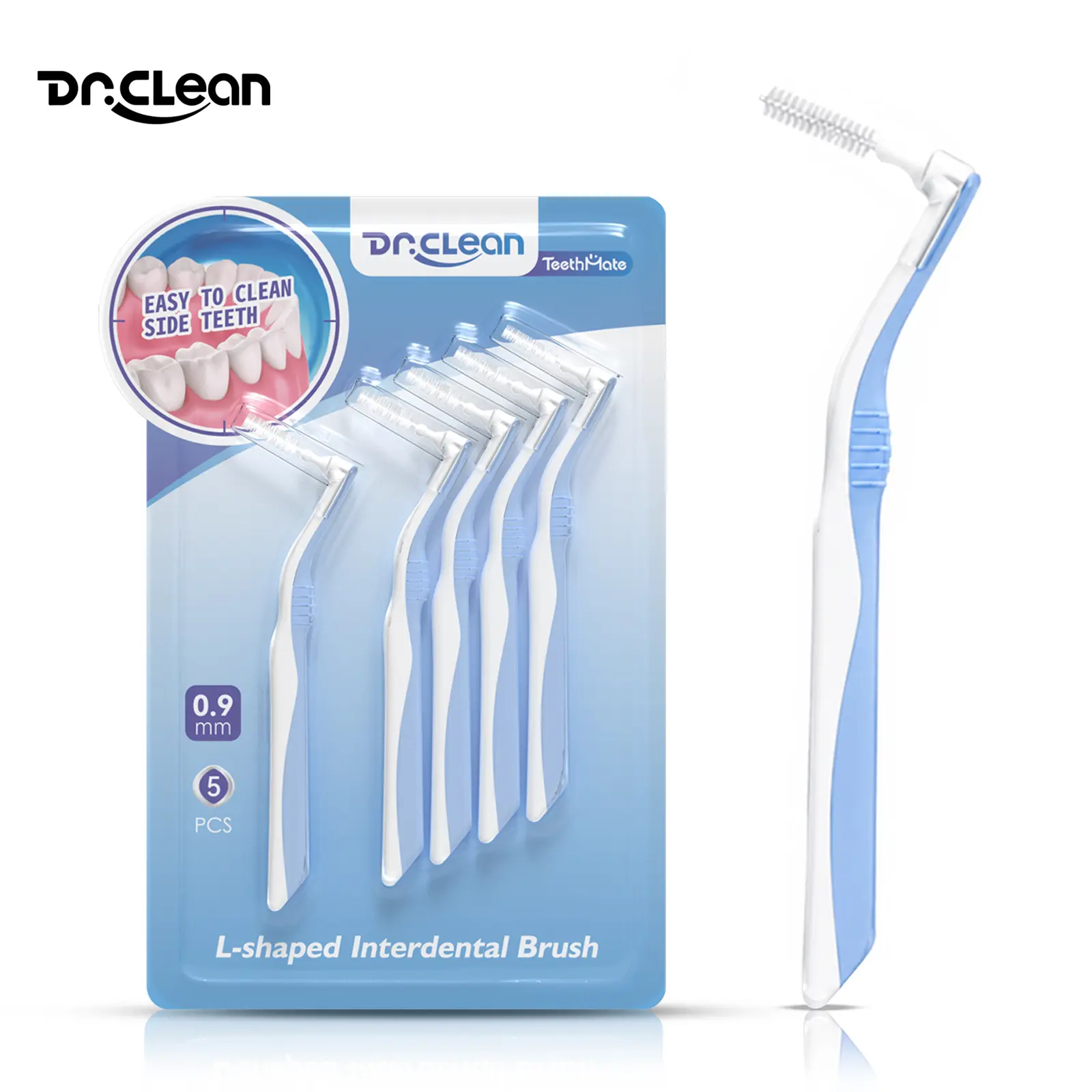DR.CLEAN Angle L-Shaped Interdental Brush - 0.9mm Soft Bristles Toothbrushes, Dental Cleaning Brush Toothbrushes for Plaque Removal, Sensitive Gums & Braces Care, 60 Count Oral Care Tool