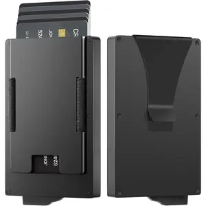 Wallet for Men with  Clip - Flexible Storage for up to 20 Cards & Bills, RFID Blocking Card Holder with  Card Slot, Minimalist Mens Wallet, Metal Pop Up Wallets, Gifts for Men Black