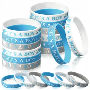 Baby Party Rubber Bracelets Set, Boy Girl Wristbands, Elephant Baby Shower Decorations, Gender Reveal Party Favors, 6/12 Pieces