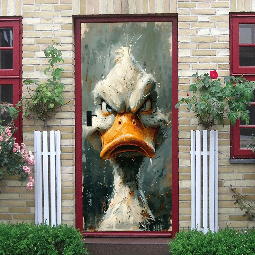 2 Angry Duck Wall Sticker Creative Home Decor Cartoon Animal Decal Self Adhesive Removable Waterproof Vinyl Art for Living Room Bedroom Kids Room Door Window Wall Decoration Fun Animal Pattern Decorat