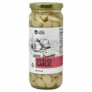 Lara's Pickled Garlic Cloves in Jar (16 fl oz) - Crunchy and Mild Flavor - Long Shelf Life - Canned Garlic
