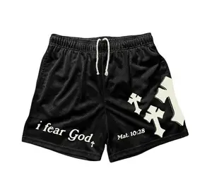 Fear God Printed Casual Mesh Men's Gym Shorts Shorts Workout Sport Knee Pants with Pockets Athletic Summer Shorts